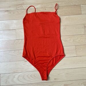 Zara Red-Orange Spaghetti Strap Bodysuit
